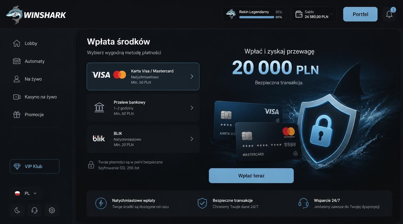 Karta bankowa Visa i Mastercard obok symbolu bezpieczeństwa i dużej kwoty depozytu